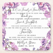 land bruiloft paarse feest / bruiloft Dank u Kartonnen Onderzetters (Voorkant)