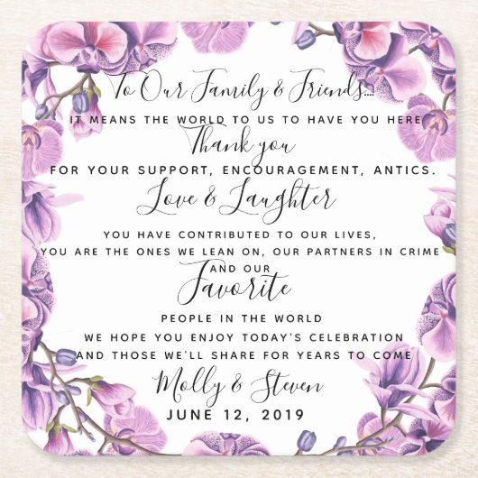 land bruiloft paarse feest / bruiloft Dank u Kartonnen Onderzetters (Voorkant)