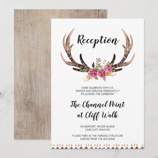 Land Bruiloft Receptie Kaart, Waterverf gewei Kaart (Voorkant / Achterkant)