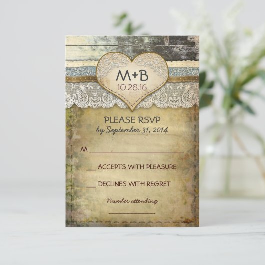 land bruiloft RSVP kaarten (Staand voorkant)