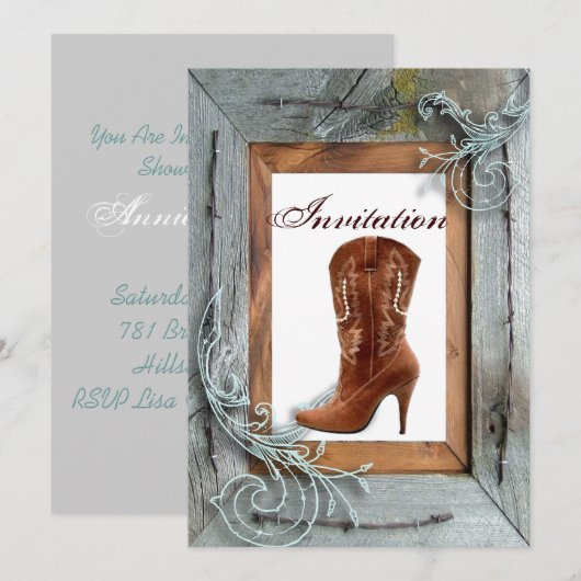 Land bruiloft Vrijgezellenfeest Tea Party Uitnodig Kaart (Voorkant / Achterkant)