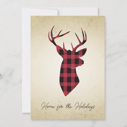 Land Buffel geruite herten silhouet Feestdagenkaart (Voorkant)