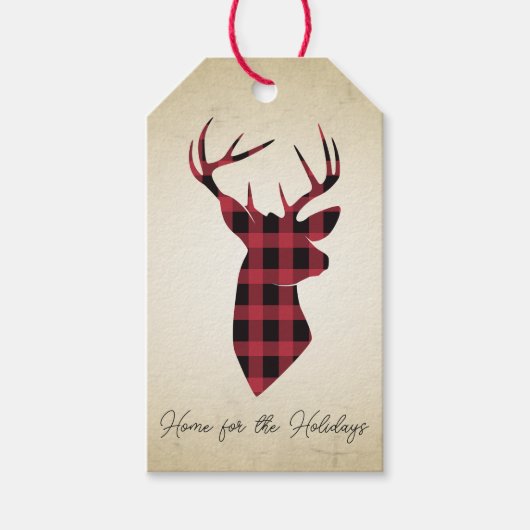 Land Buffel Plaid Herten Vakantie Cadeaulabel (Voorkant)