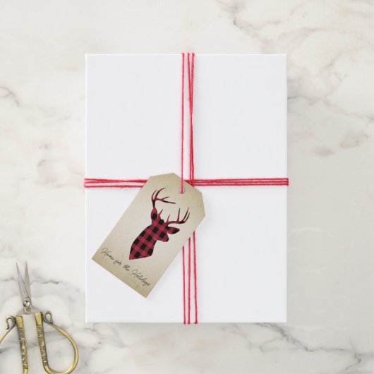 Land Buffel Plaid Herten Vakantie Cadeaulabel (Met Touw)