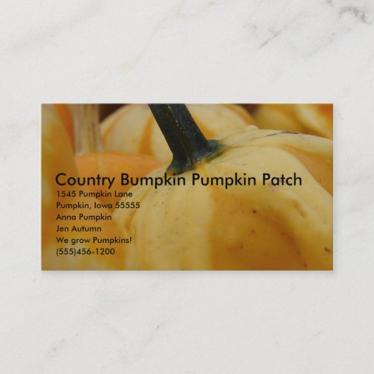 Land Bumpkin Pumpkin Patch, 15... Visitekaartje (Voorkant)