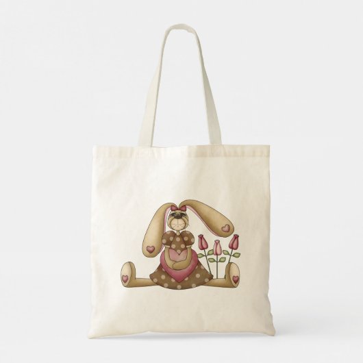 Land Bunny en Flowers Canvas tas (Achterkant)