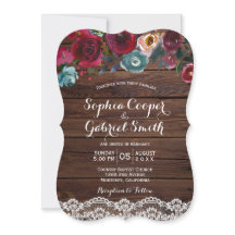 Land Burgundy Navy Floral Lace | Hout Weddenschap