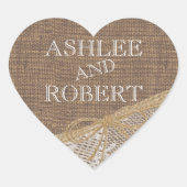 Land Burlap en Twine Hart Sticker (Voorkant)