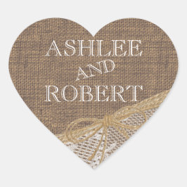 Land Burlap en Twine Hart Sticker