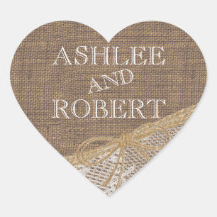 Land Burlap en Twine Hart Sticker