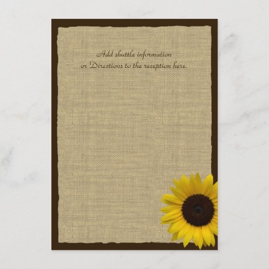 Land Burlap en Zonnebloem Trouwinformatie Informatiekaartje (Achterkant)