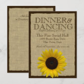 Land Burlap en Zonnebloem Trouwinformatie Informatiekaartje (Voorkant / Achterkant)