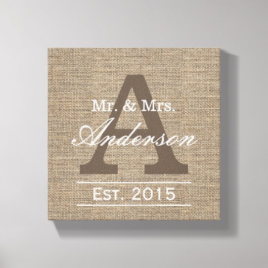 Land Burlap Familie Vastgesteld familienaam Teken Canvas Afdruk (Voorkant)