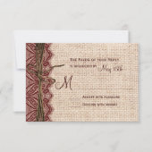 Land Burlap Maroon Red Lace Twine Wedding RSVP (Voorkant)