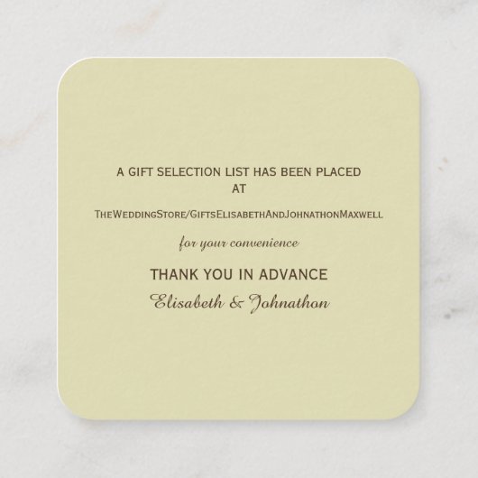 Land Burlap Mason Jar Bruiloft Gift Registry Informatiekaartje (Achterkant)