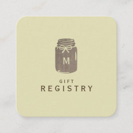 Land Burlap Mason Jar Bruiloft Gift Registry Informatiekaartje