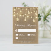 Land Burlap Mason Jar Bruiloft RSVP Kaarten Kaartje (Staand voorkant)