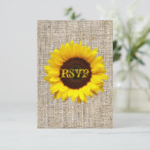 Land Burlap Sunflower Wedding RSVP respons (Staand voorkant)