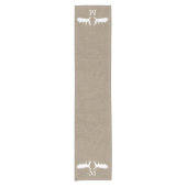 Land Burlap Witte Moose Antlers Monogrammed Korte Tafelloper (Voorkant)
