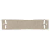 Land Burlap Witte Moose Antlers Monogrammed Korte Tafelloper (Horizontaal)