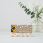 Land burlap zonnebloemen trouwwebsite RSVP Informatiekaartje (Staand voorkant)