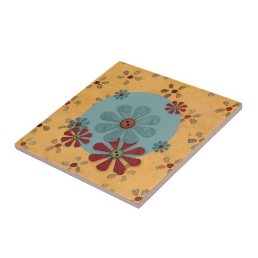 Land Button Flowers Tegel Tegeltje (Zijkant)