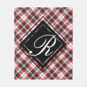 Land Cabin Red Black Pset Tartan met Initiaal Fleece Deken (Voorkant)