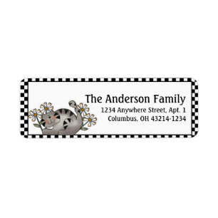 Land Cat & Daisies Return Address Labels