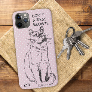 Land Cat Geen Stress MEOWT Roze Stippen Case-Mate iPhone Case