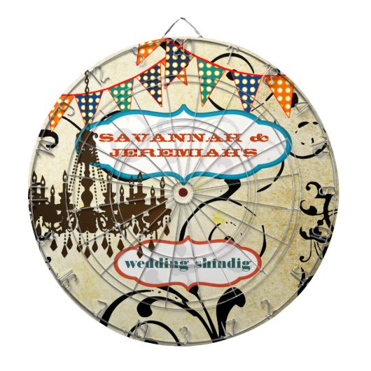 Land Chic Aqua Bunting  Chandelier Dart Dartbord (Voorkant)