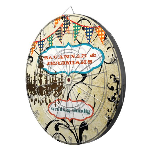 Land Chic Aqua Bunting Chandelier Dart Dartbord (Voorkant Rechts)