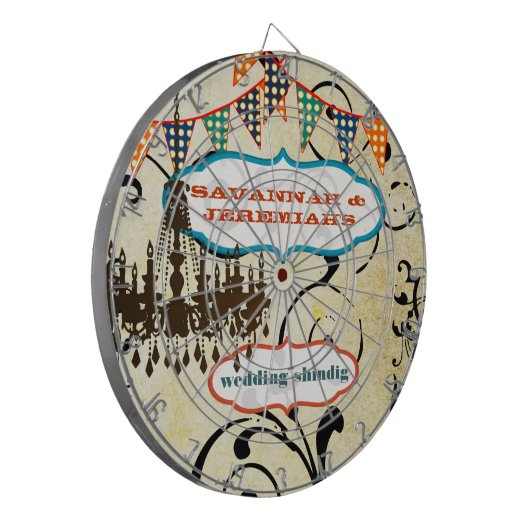 Land Chic Aqua Bunting Chandelier Dart Dartbord (Voorkant Links)