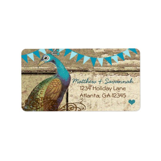 Land Chic Aqua Bunting  Peacock Etiket (Voorkant)