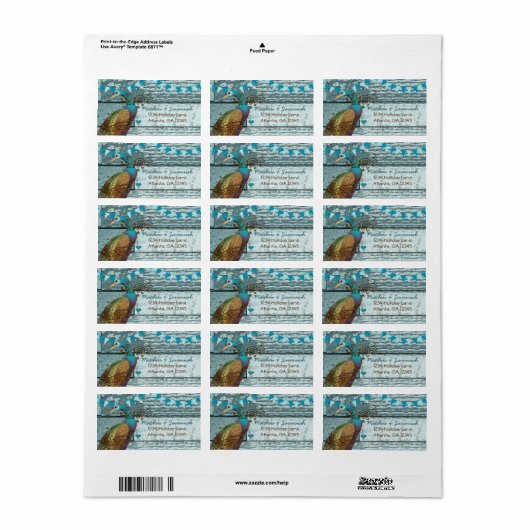 Land Chic Aqua Bunting  Peacock Etiket (Full Sheet)