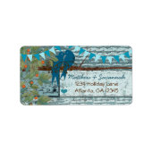 Land Chic Aqua Bunting  Tortelduifjes Etiket (Voorkant)