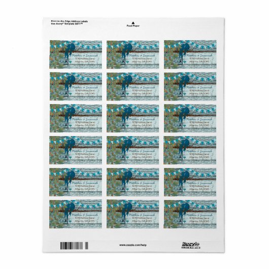 Land Chic Aqua Bunting  Tortelduifjes Etiket (Full Sheet)