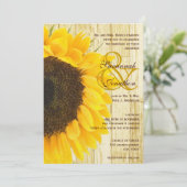 Land Chic Barn Wood Sunflower Wedding Invitation Kaart (Staand voorkant)