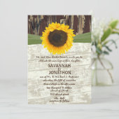Land Chic Barn Wood Sunflower Wedding Invitation Kaart (Staand voorkant)