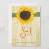 Land Chic Barn Wood Sunflower Wedding Invitation Kaart (Achterkant)