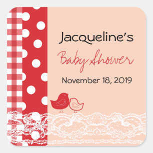 Land Chic Birds Lace Girl Baby shower Sticker