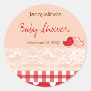 Land Chic Birds Lace Girl Baby shower Sticker