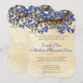 Land Chic Blue Yellow Cherry Blossom Invite Kaart (Voorkant / Achterkant)
