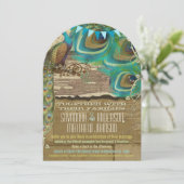 Land Chic Bunting Peacock oud hout Kaart (Staand voorkant)