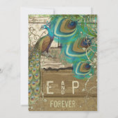 Land Chic Bunting Peacock  oud hout Kaart (Achterkant)