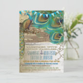 Land Chic Bunting Peacock  oud hout Kaart (Staand voorkant)