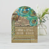 Land Chic Bunting Peacock  oud hout Kaart (Staand voorkant)