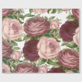  land - chic burgundy roze roze bloemen cadeaupapier (Vlak)