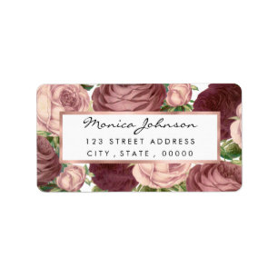  land - chic burgundy roze roze bloemen etiket