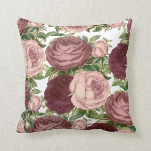  land - chic burgundy roze roze bloemen kussen