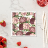  land - chic burgundy roze roze bloemen servet (Insitu)